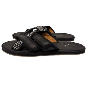 Armando Cabral Men's Black Arabia Iv Woven Cotton Leather Slides Sz 45 / 12 $485